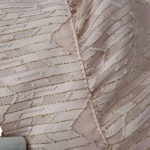 Opening Ceremony Top Pink Size S Short Sleeve Puff Ruffle Gold Thread Bow Back - Picture 4 of 11